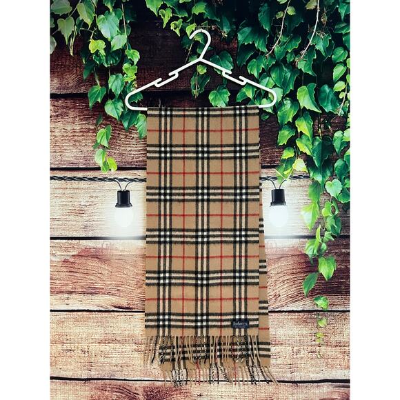 Burberry Genuine Vintage Nova Check Plaid Fringed Scarf Scarves Pure Lambswool - Picture 1 of 7